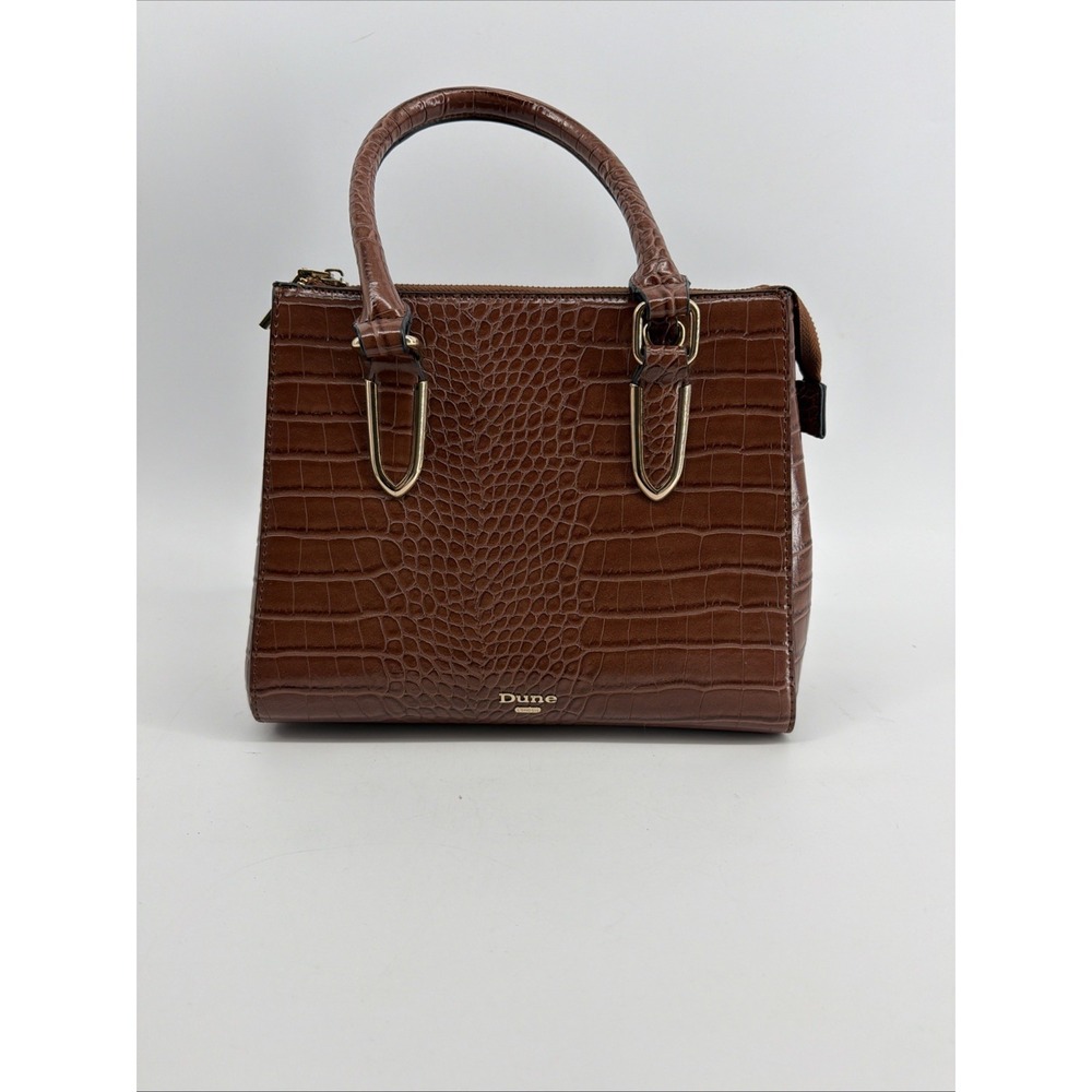 Dune London Brown Hand Bag Purse Faux Croc Skin No Strap